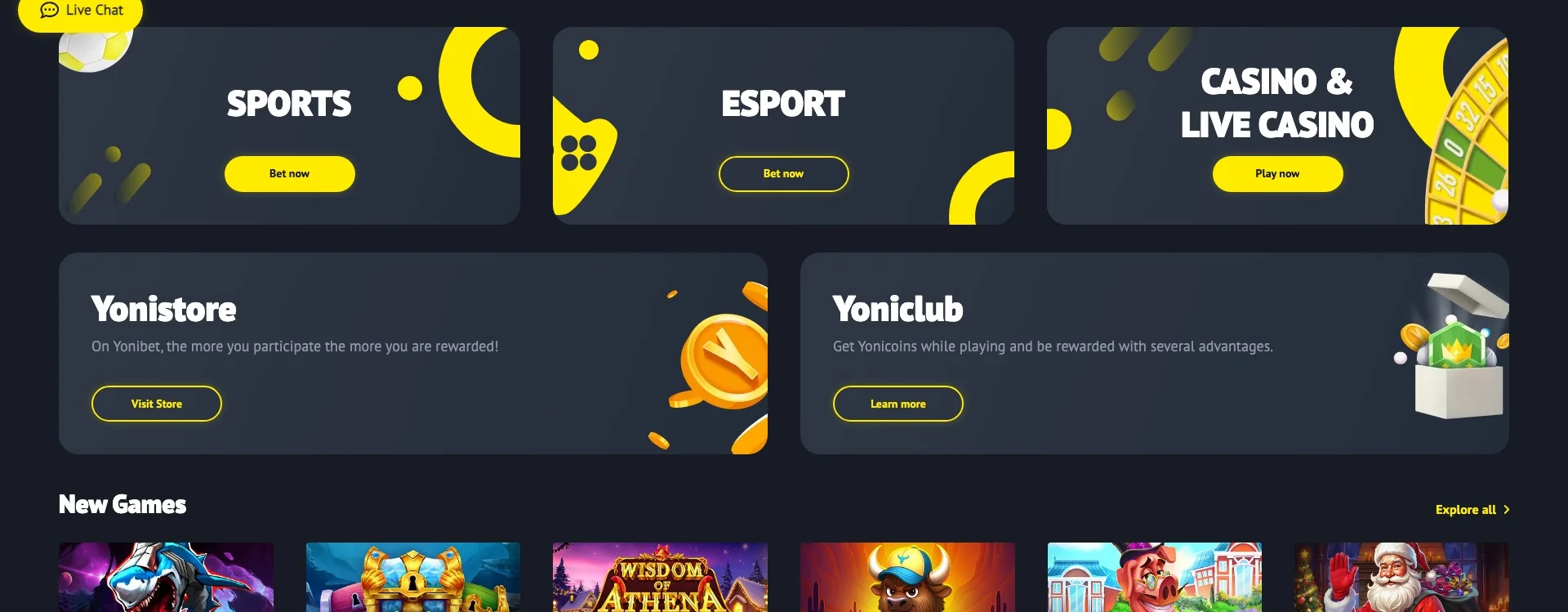 les jeux sur Yonibet